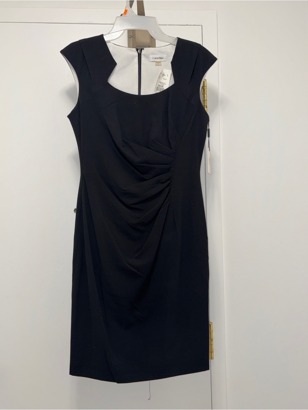 NWT Calvin Klein Black Cap-Sleeve Sheath Midi Dress - Size 6